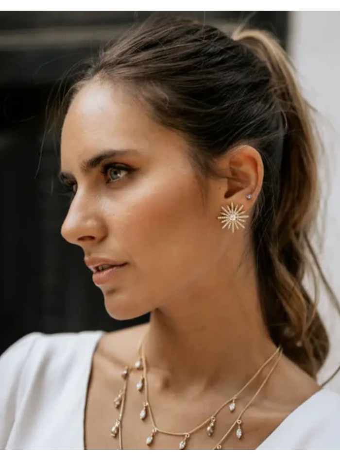 Boucles d'oreilles dorées en forme d'étoile...
