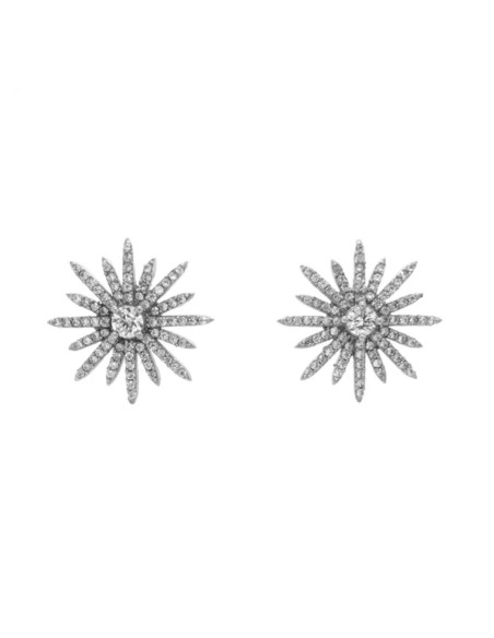 Pendientes plateados de estrella con circonitas brillantes para invitada
