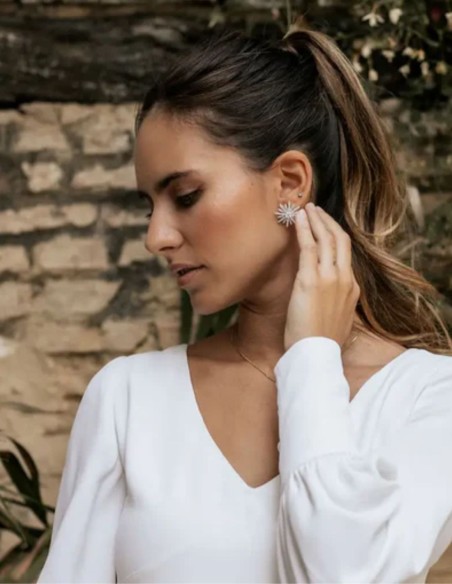 Silver star earrings with sparkling cubic zirconia stones