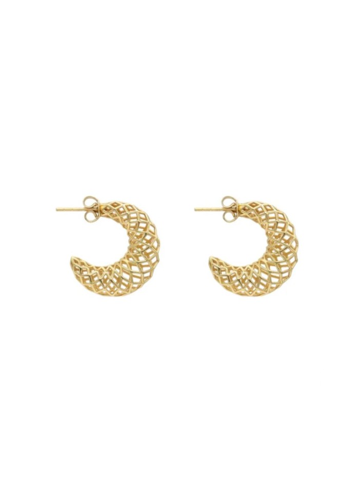 Petites boucles d'oreilles créoles dorées avec...