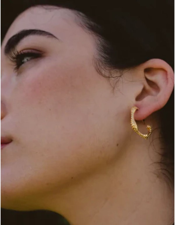 Aros pequeños dorados con diseño serpenteante