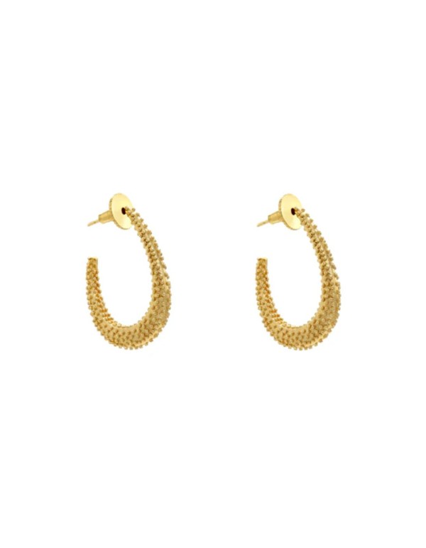 Boucles d'oreilles créoles moyennes dorées au motif ovale 2