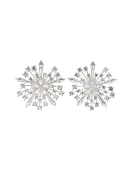 Pendientes en plata con circonitas en forma de círculo
