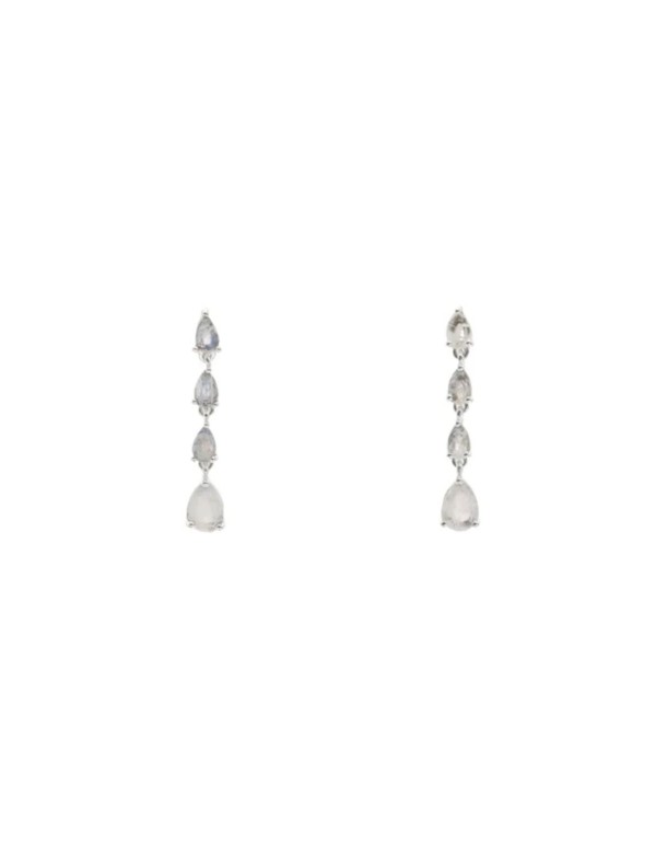 Pendientes largos plateados con piedras 2