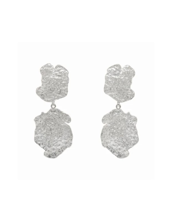 Boucles d'oreilles longues argentées composées de deux... 2