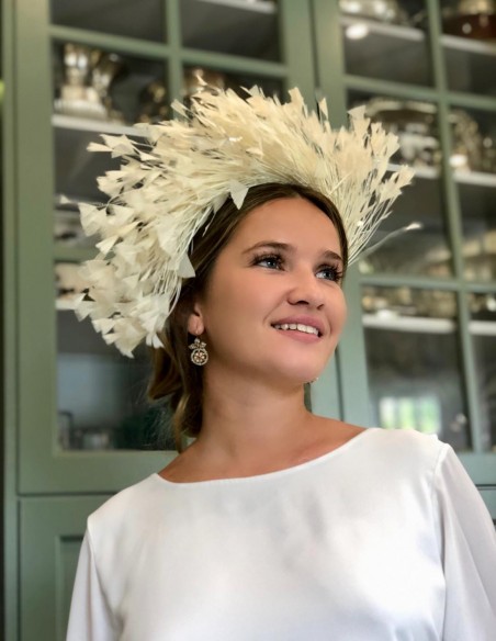 Natural feathered wedding headdress Margarita Sangiovanni - 5