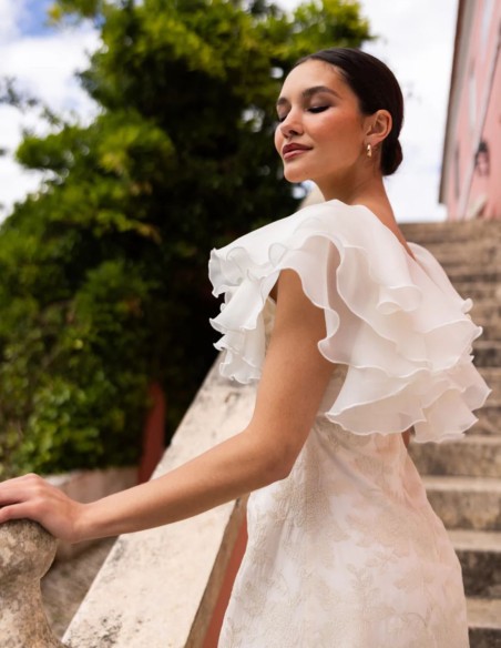Vestido midi marfil bordado