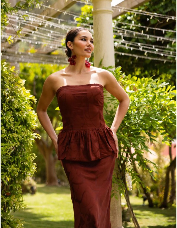 Jupe longue fluide à la coupe droite, en tissu jacquard 2