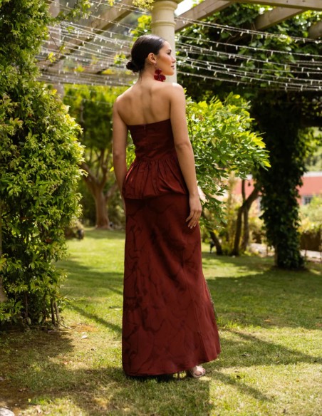 Falda maxi fluida con silueta recta en tejido jacquard