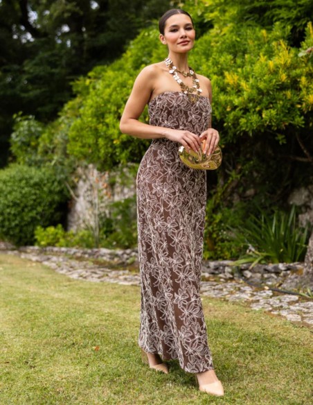 Vestido largo de invitada palabra de honor