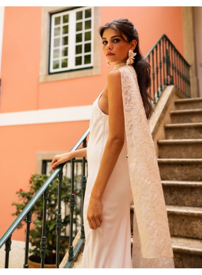 Robe longue de style lingerie, à fines...
