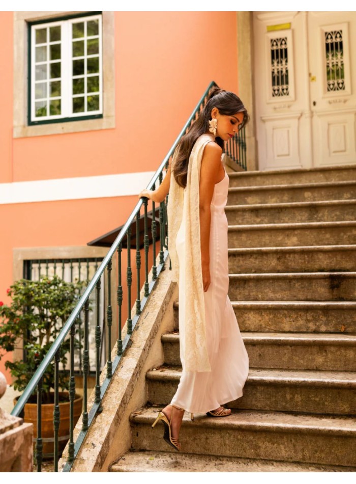 Robe longue de style lingerie, à fines...