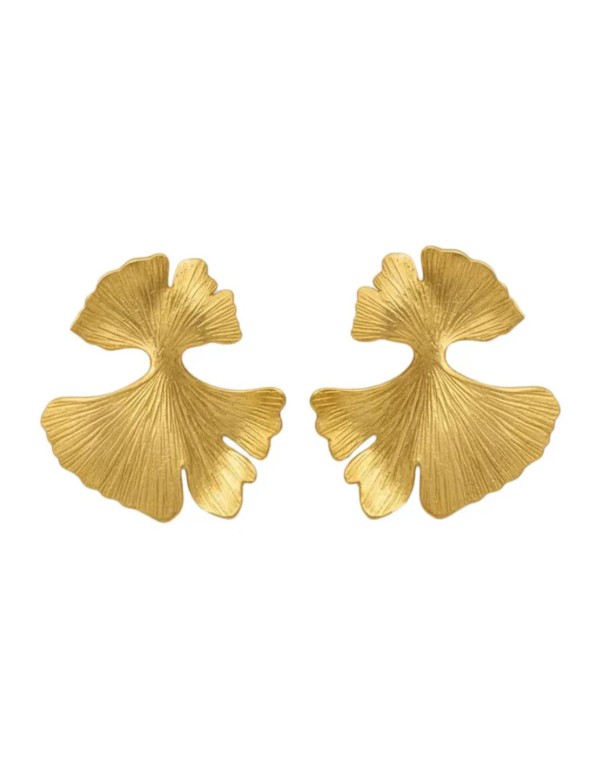 Boucles d'oreilles dorées en forme de feuilles de ginkgo 2