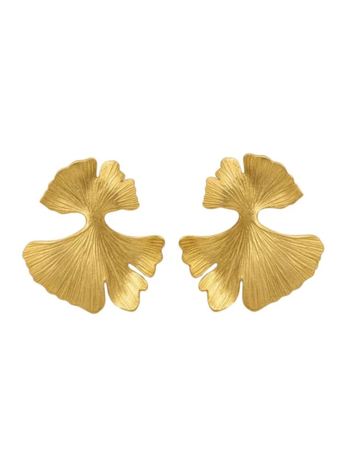Gold Ginkgo Leaf Earrings