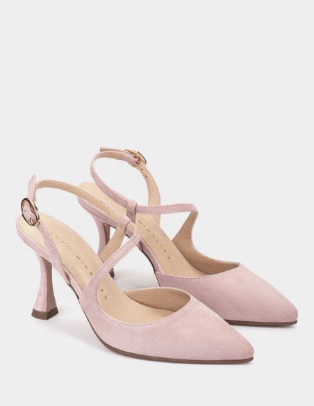 Escarpins à talon fin en daim rose