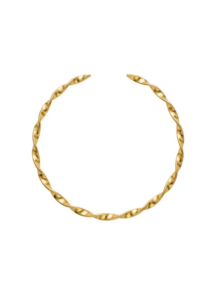 Choker rígido dorado con diseño de espiral