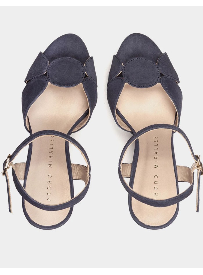 Sandales à talons en cuir avec plateforme bleu...