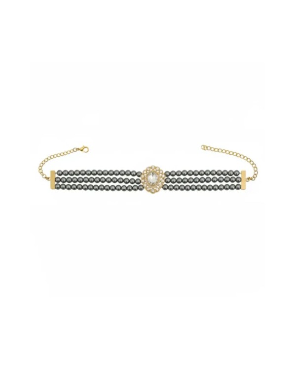 Choker gris con detalle dorado 2