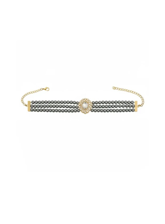 Choker con perlas gris metálico para invitada