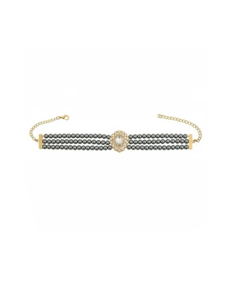 Choker con perlas gris metálico para invitada