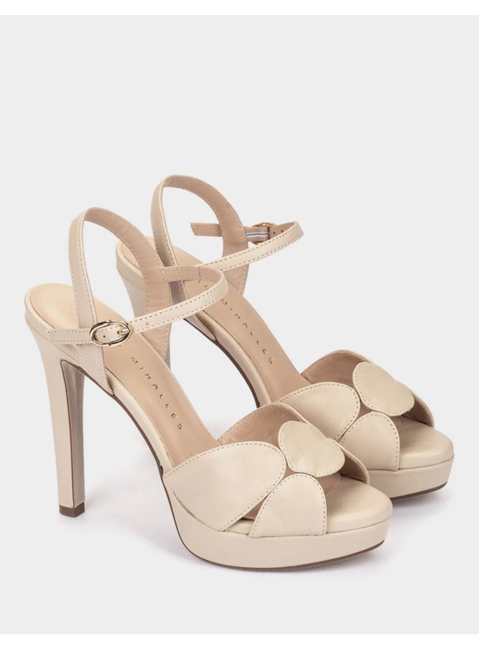 Sandales à talons en cuir avec plateforme,...