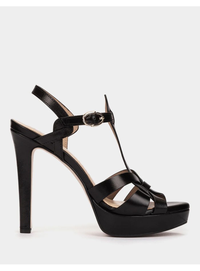 Sandalias de tacón de piel con plataforma en...