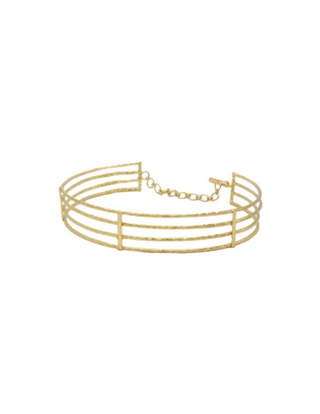 Collier ras-du-cou rigide composé de lignes dorées