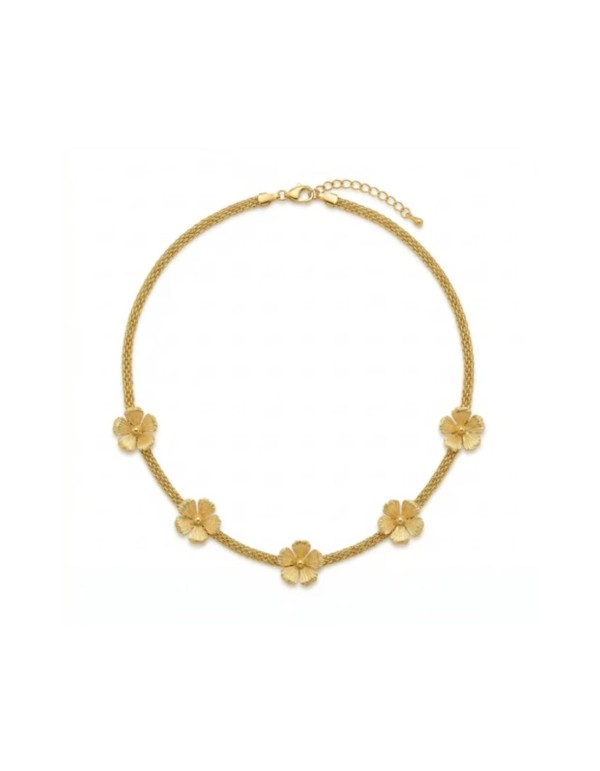 Collier ras-du-cou avec une large chaîne dorée ornée de... 2