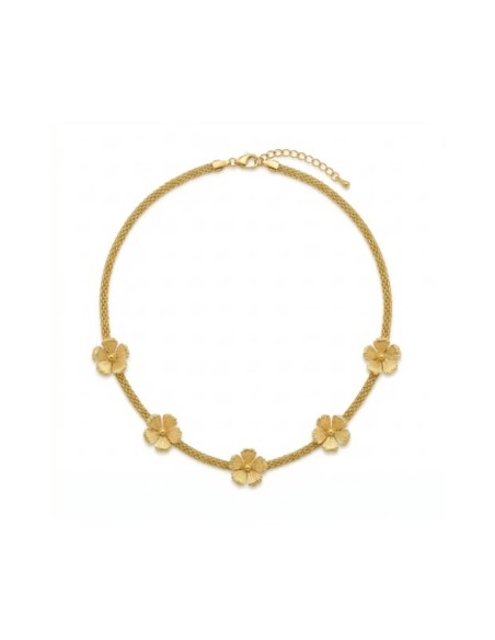 Choker with a wide gold chain and floral details