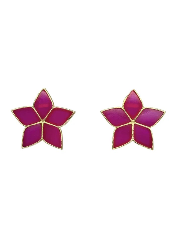 Fuchsia flower earrings with natural stones