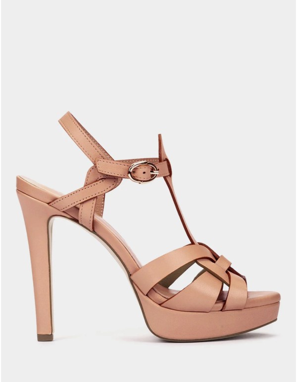 Nude-colored platform party sandals 2