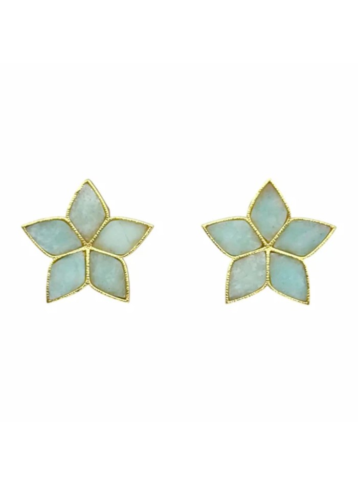 Pendientes con forma de flor con amazonitas verde agua