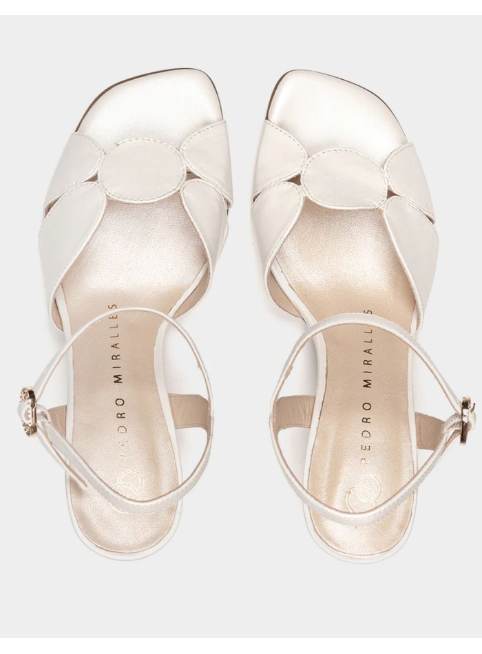 White leather heeled sandals