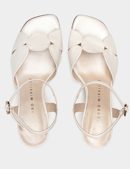 White leather heeled sandals