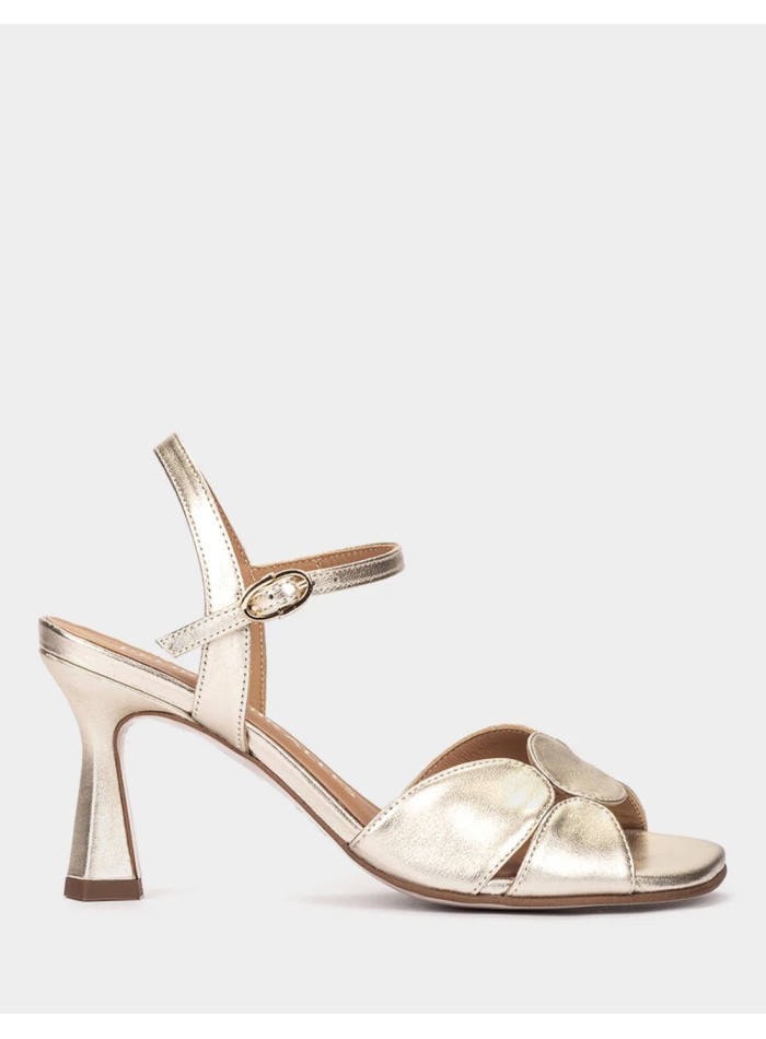 Gold Leather Heeled Sandals