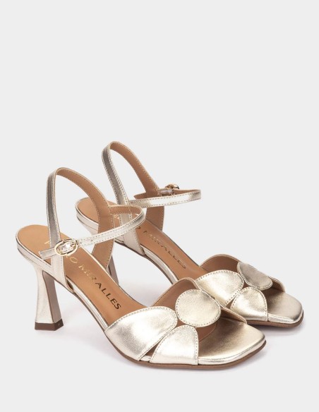 Gold Leather Heeled Sandals