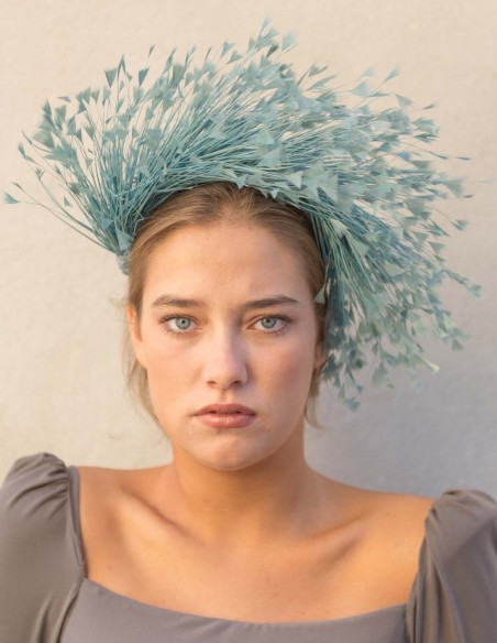 Feathered natural blue headband for events Feathered natural blue headband for events