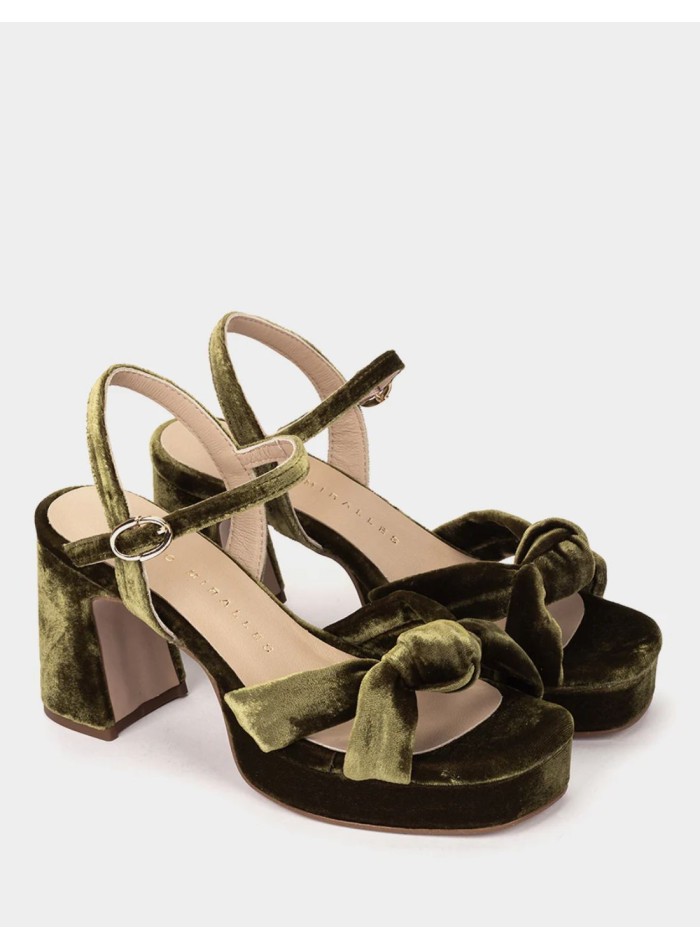Sandalias de tacón con plataforma verdes