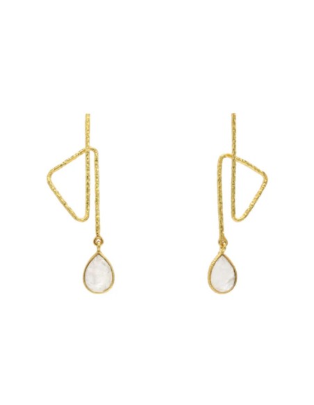 Gold earrings with a teardrop-shaped stone