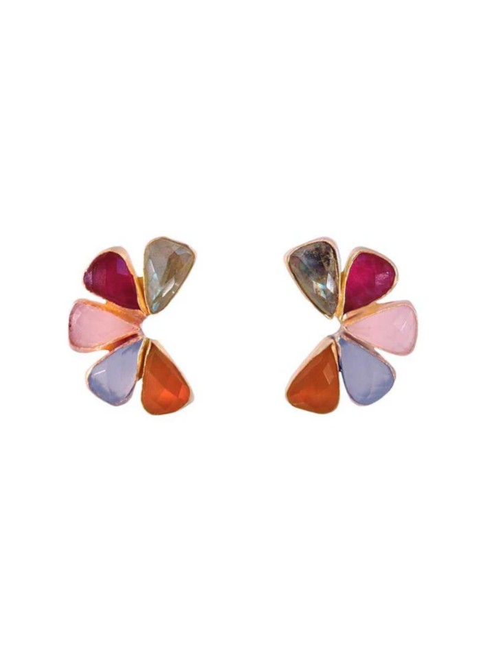 Pendientes con piedras de colores y diseño geométrico