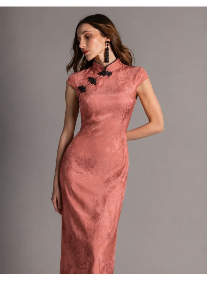 Robe midi couleur tuile en tissu satiné, avec...