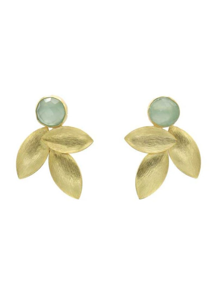 Boucles d'oreilles dorées en forme de feuilles,...