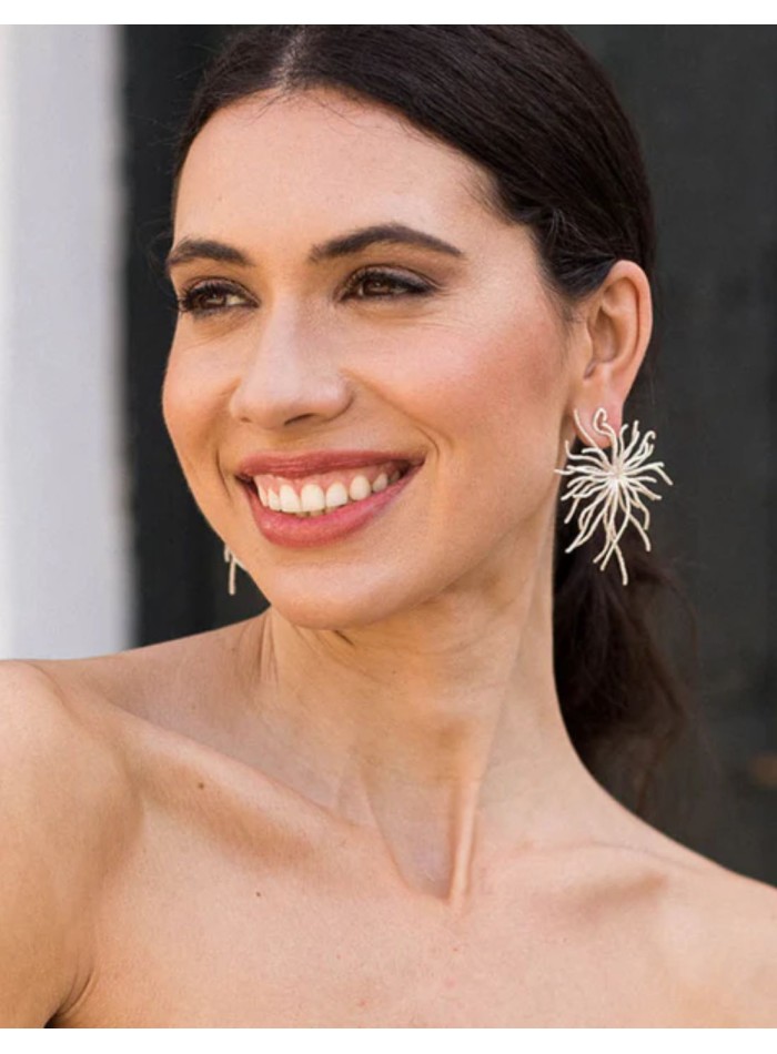 Silver earrings with a branch-like design