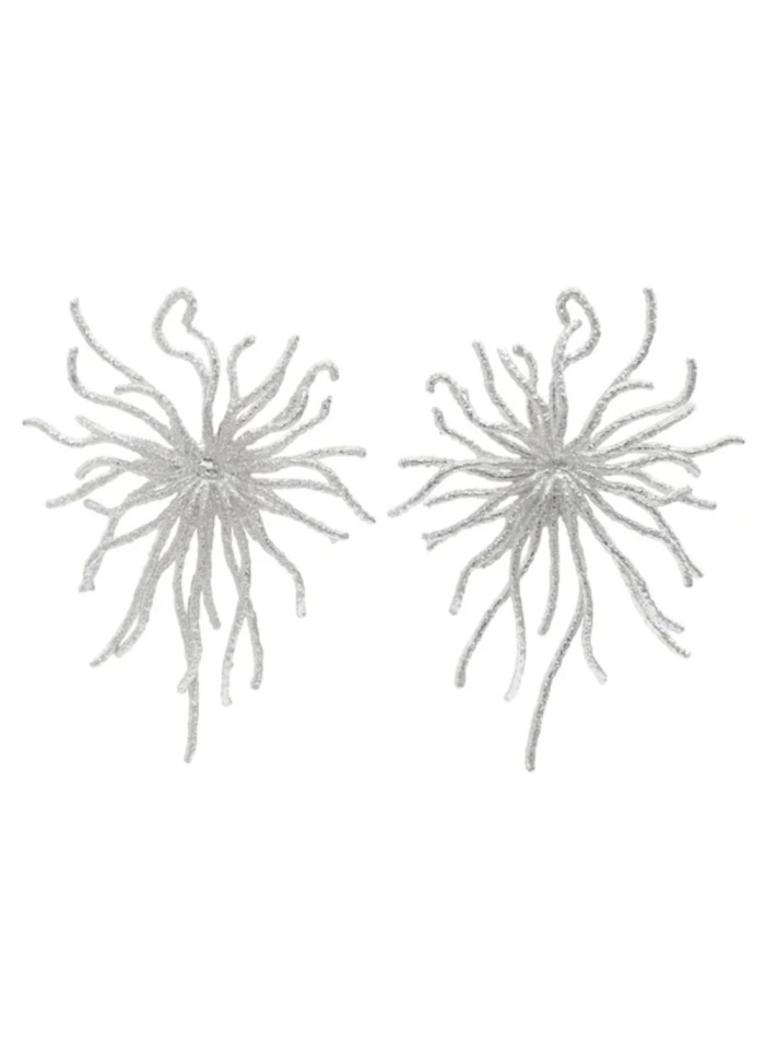 Silver earrings with a branch-like design