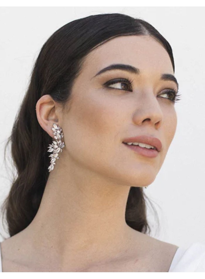 Curved earrings with sparkling cubic zirconia...