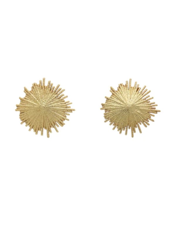 Circular gold earrings with irregular lines 2