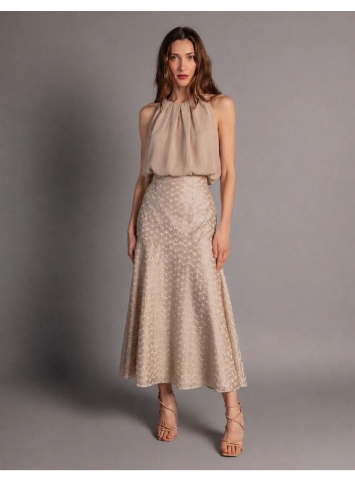 Blusa corta para invitada con pliegues