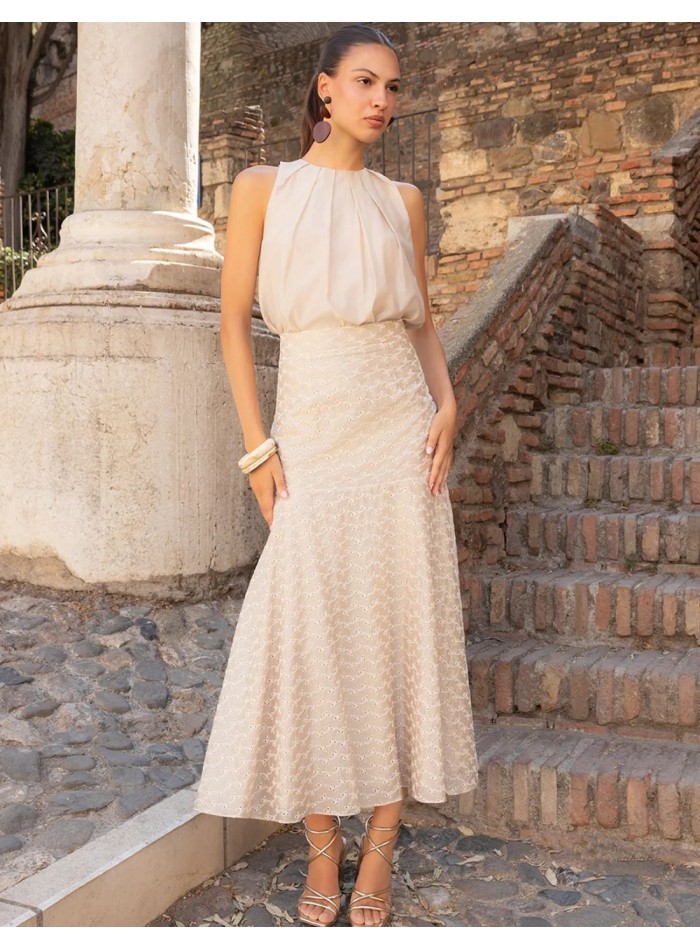 Blusa corta para invitada con pliegues  para fiesta