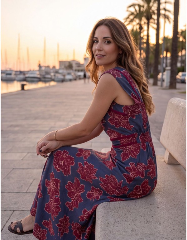 Robe midi à imprimé floral avec encolure carrée 2