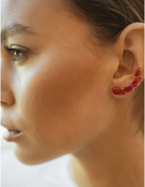 Climber-style earrings with colored stones 2
